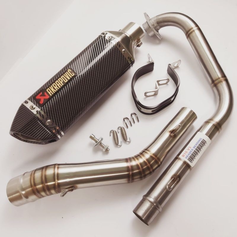 KNALPOT Original Import 3TAIWAN AKRAPOVIC FULL CARBON NGEBAS  FOR XSR155 R15 OLD V2 V3 V4 MT 15 VIXI