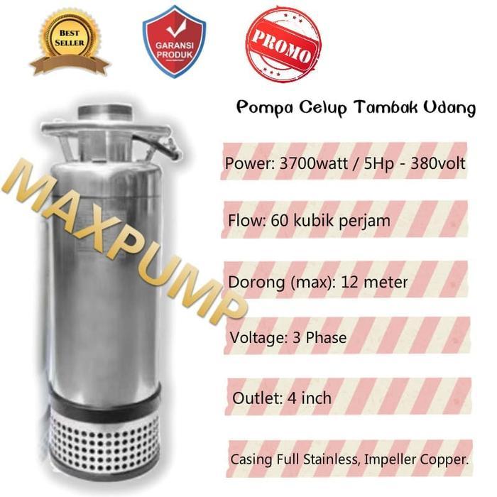 MAXPUMP Pompa Celup 4" Submersible Pump 5HP Casing Full Stainless Kolam Ikan POMPA AIR LAUT WS KUAT 