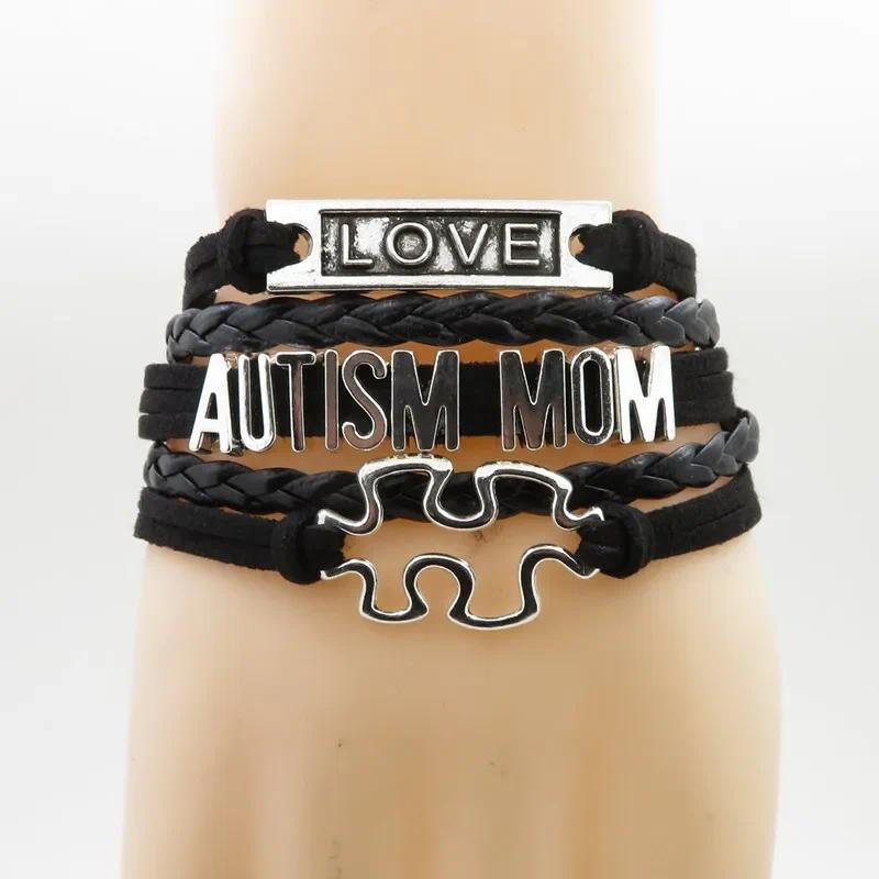 Autism MOM Bracelet Autism Duaghter Brother Sister Dad Grandma Auntie Autism Awareness Bracelets & B