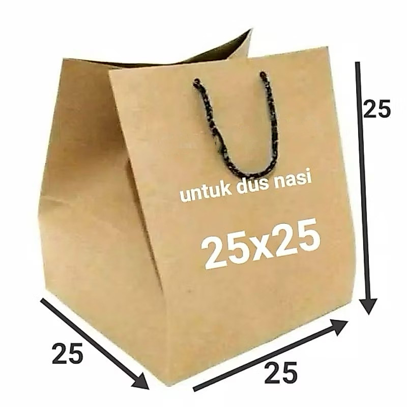 PAPER BAG 25x25x25 | Paper bag kotak nasi bento kue bolu