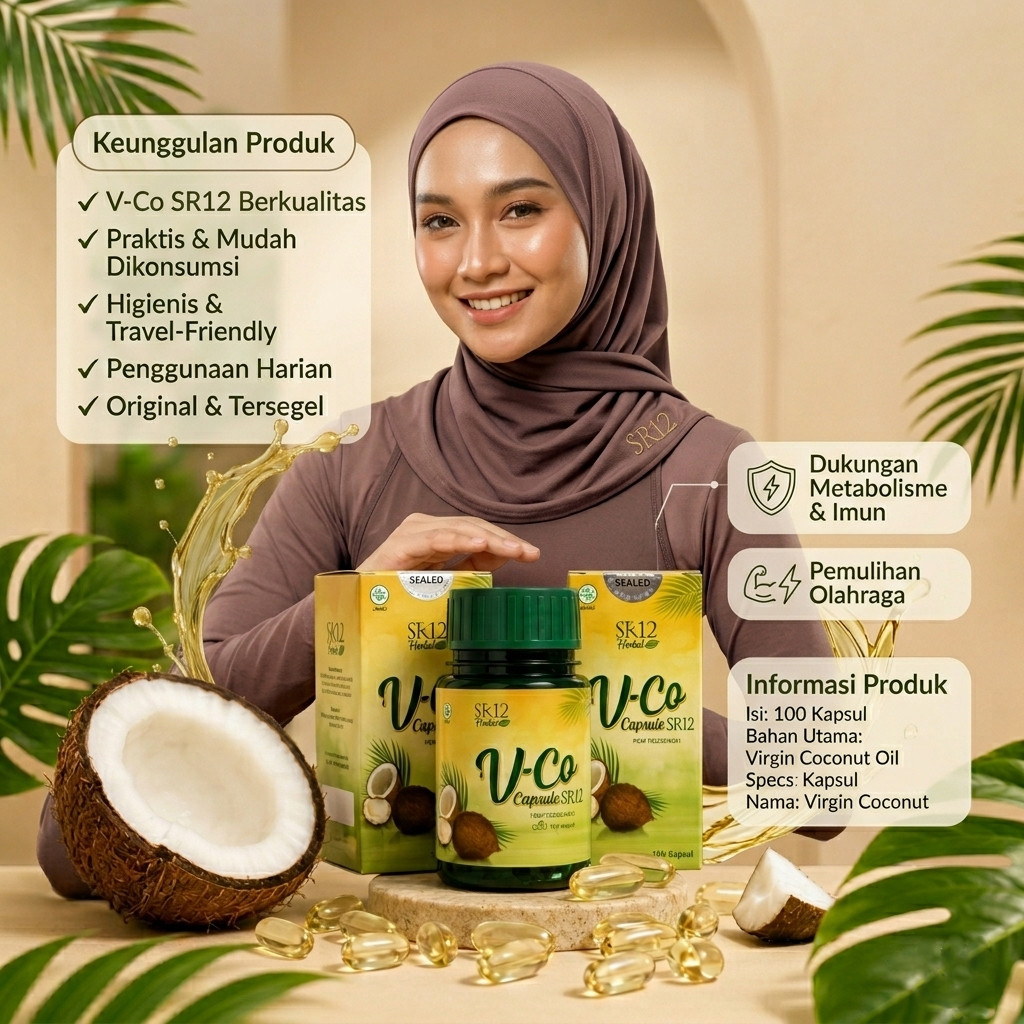 SR12 VCO Herbal Kapsul Minyak Kelapa Virgin Coconut Oil Nutrisi Alami Produk Jamu Terdaftar Sumber L