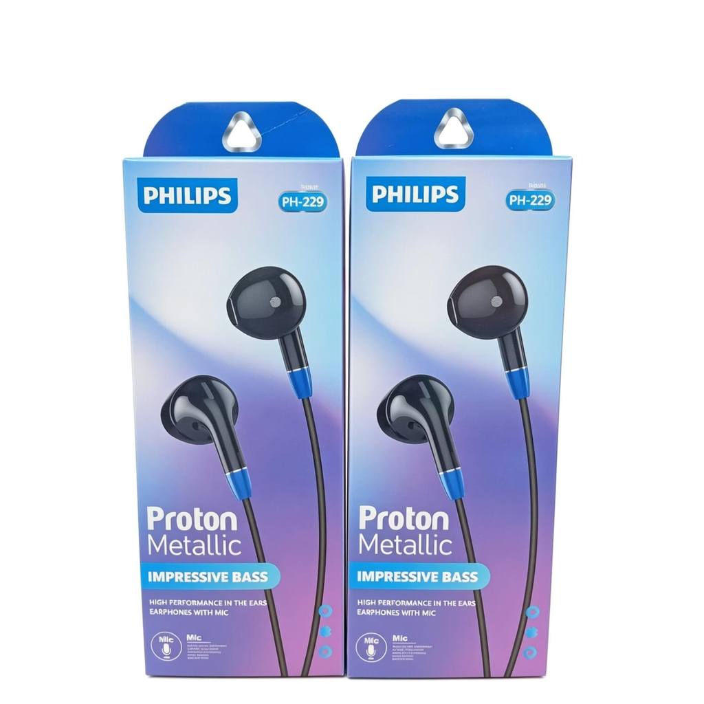 Headset PHILLIPS Proton Metalic PH-229 Philips PH229 EARPHONE HP STEREO PH201 Super Bass