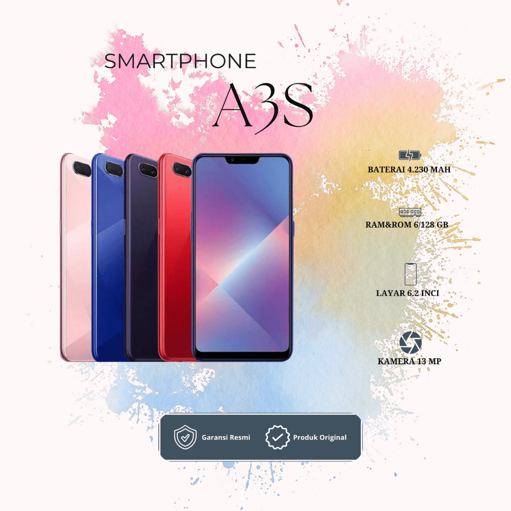 HP OPPO A3S RAM 6/128 GB KAMERA 13 MP LAYAR 6,2 INCI GARANSI 1 TAHUN