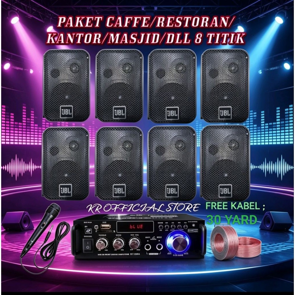Promo paket murah caffe/ karaoke / DLL speaker 4 inch JBL 8 titik speaker JBL