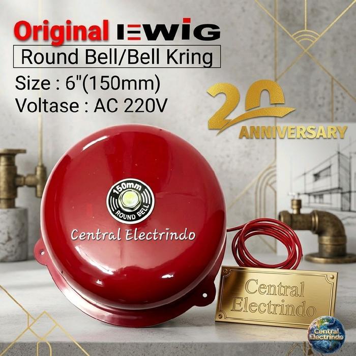 Round Bell Alarm EWIG 6 inch (150mm) Bell Kring/Sekolah/Pabrik.