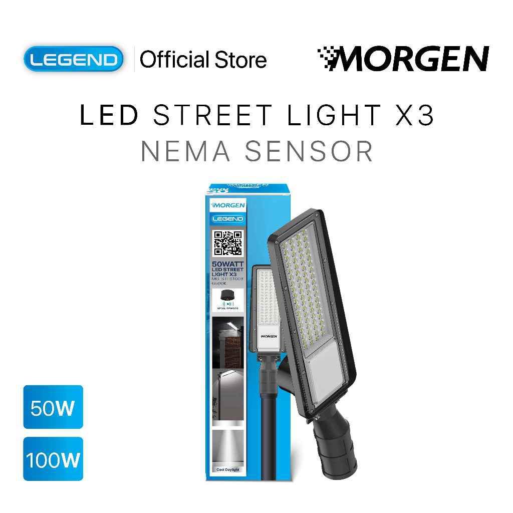 Lampu Tembak Jalan PJU LED 50W Watt Photocell Sensor Cahaya Otomatis Tahan Air IP66 Outdoor LED Stre