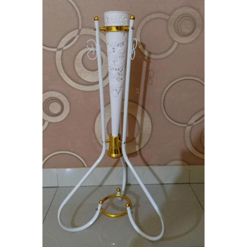Pot Standing Besi / Pot Corong Besi / Pot Bunga Sudut/Vas Kerucut Besi - Putih