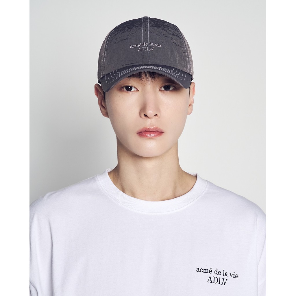 ADLV Contrast Stitch Nylon Ball Cap Charcoal - Topi Unisex acme de la vie