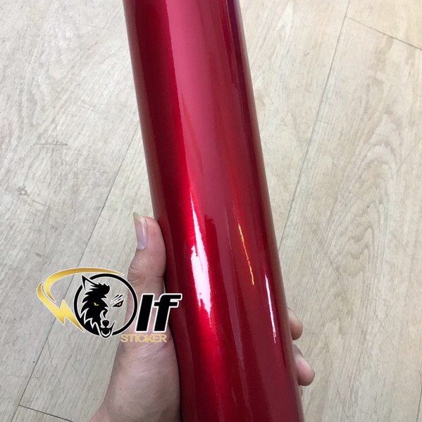 Stiker Vinyl Wrapping Motor Mobil Merah Maroon Metalik Candy Glossy 50cm x 45cm