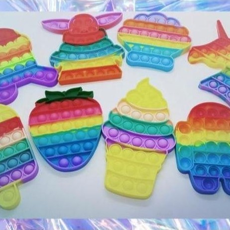 Toys Kingdom Kids - Pop It Dino Bubble Pop Bubble Fidget Toys Unicorn Rainbow Pelangi