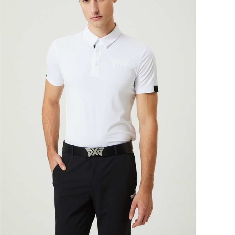 Kaos Polo Golf Pria Putih | PXG Summer Essential Collar SS Polo