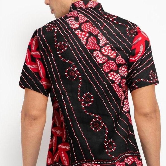 NEW ARJUNA WEDA HEM BATIK PRIA MOTIF SINARAN - BODY FIT | BAHAN KATUN | LENGAN PENDEK | KERAH KEMEJA