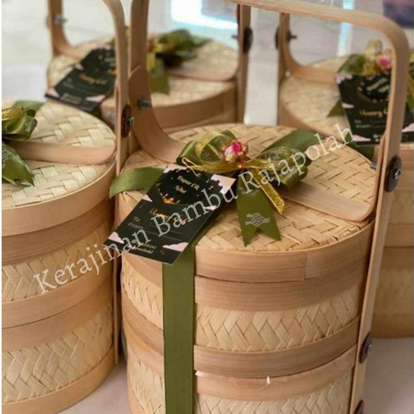 Tenong Bambu Susun Anyaman TikarRantang Bambu Susun Packaging Hampers Catering