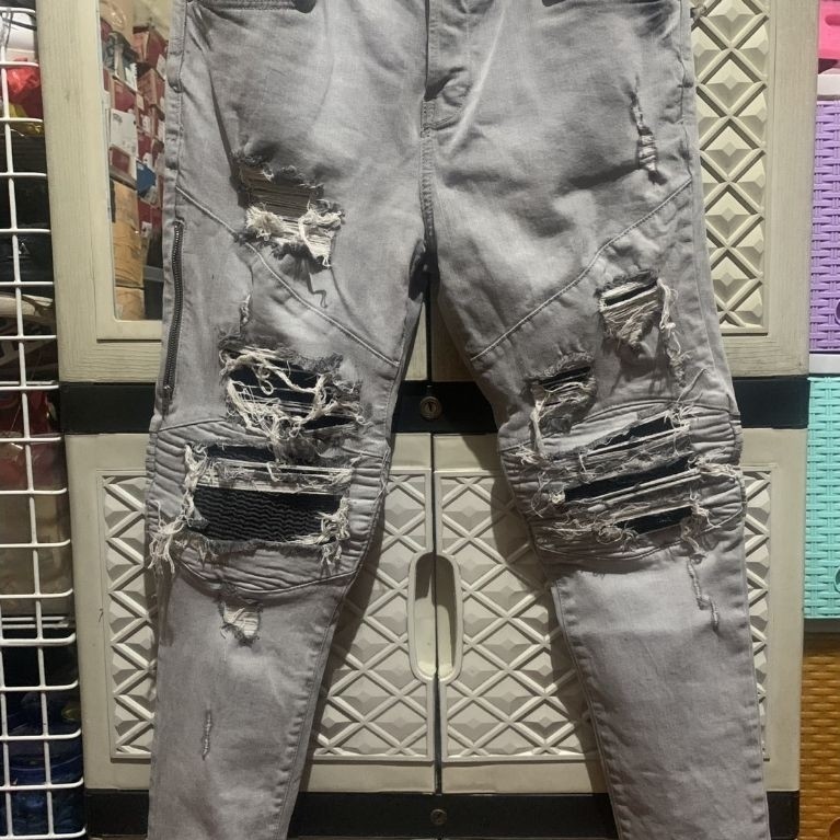 ORIGINAL DENIM JEANS RIPPED ZARA CELANA PANJANG BIKER SKINNY STRETCH