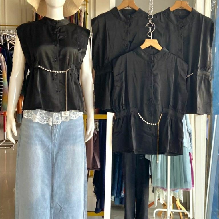 blouse hitam polos
