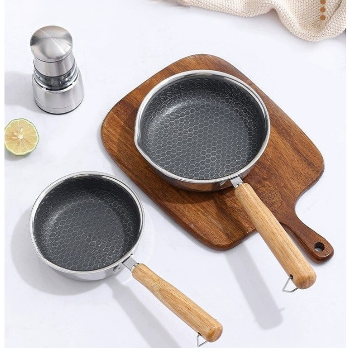 wajan stainles kecil dengan teflon honeycomb small stainless frying pan untuk masak telur goreng min