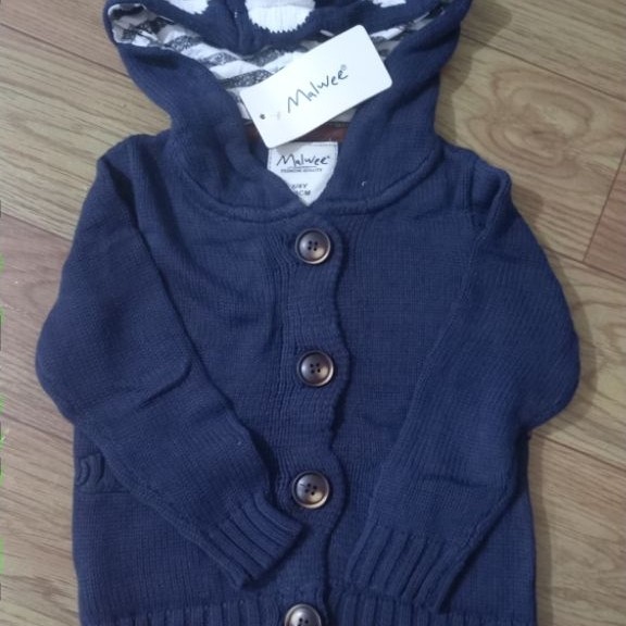 Malwee Sweater rajut kancing kupluk anak laki-laki 2tahun bacadeskripsi