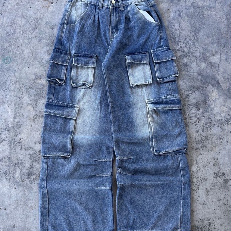 Cargo MultiPocket Blue Jeans