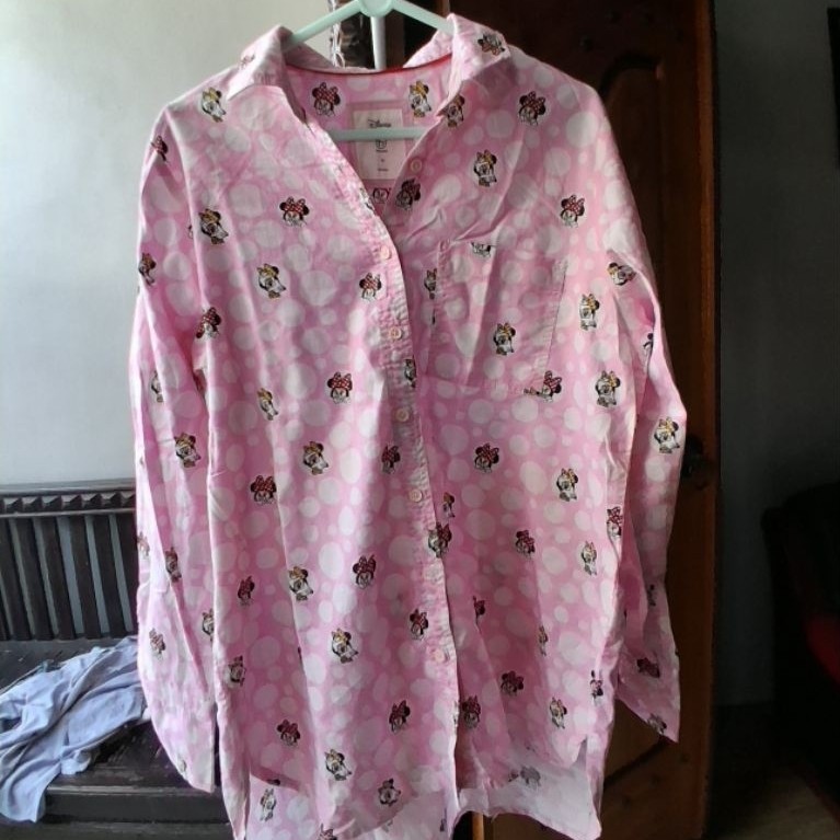 Prelove Kemeja Lucu Pink Disney x Nevada