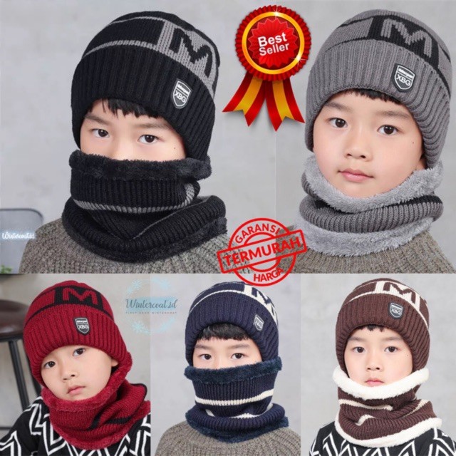 MARIO Beanie hat kids topi kupluk anak cowok cewek topi winter musim dingin