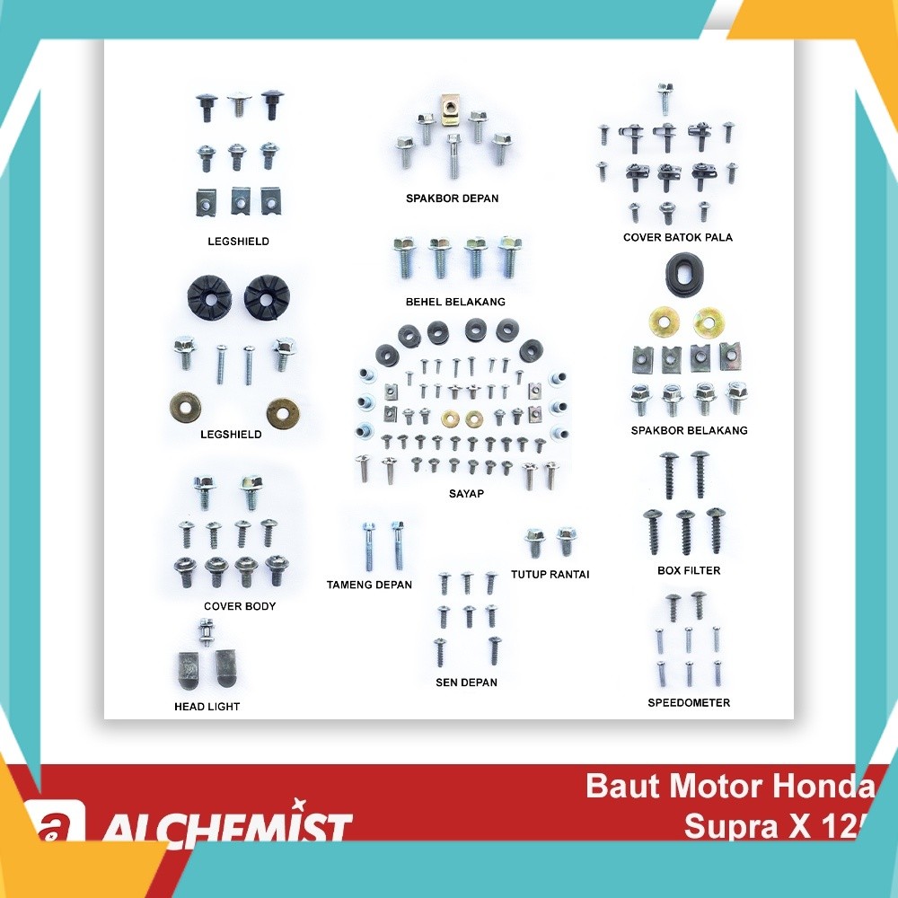 Original!  Baut Supra X 125 Full Set / Baud Honda Supra X 125 Full set Full Body / Baut Baud Honda S
