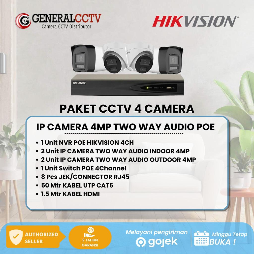 PAKET 4 IP KAMERA HIKVISION 4MP TWO WAY AUDIO IP CAMERA POE