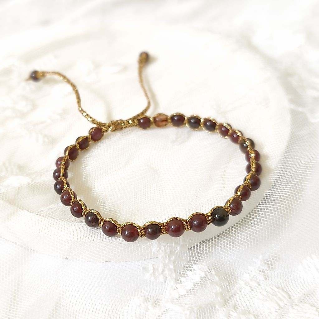BRACELET DARK GARNET STONES AGATE TALI SAMAPURA