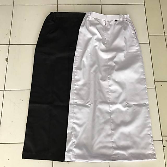 Rok span panjang kain Hitam / putih bahan drill high quality