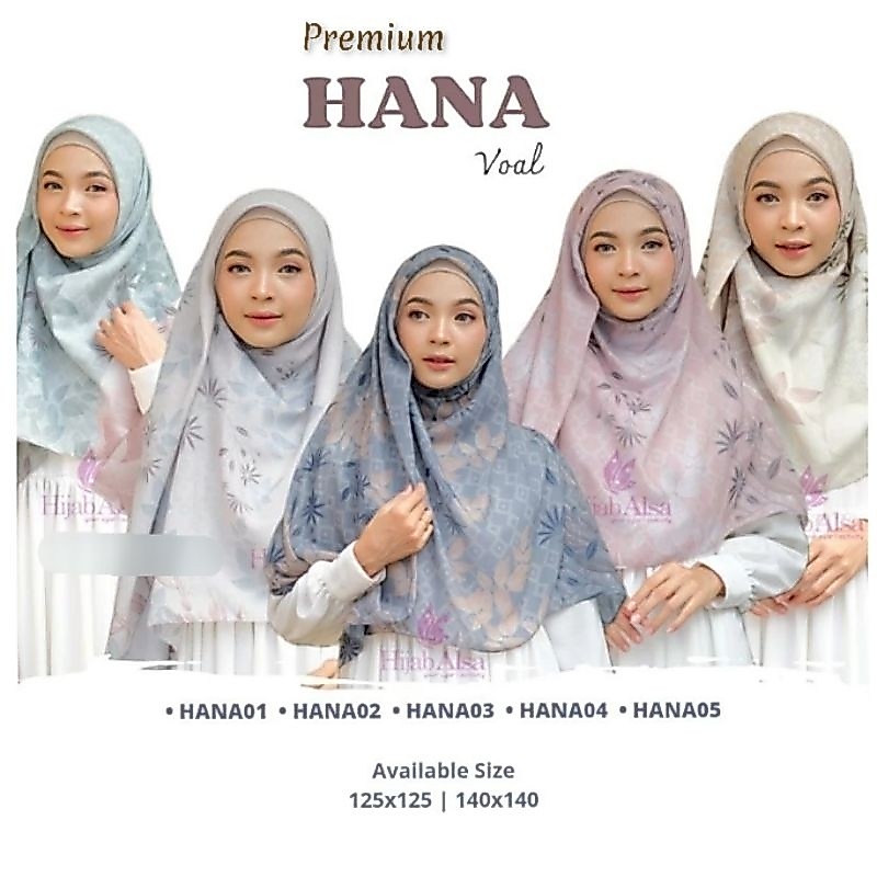 [ORIGINAL HIJAB ALSA] PREMIUM Voal Scarf Hana by hijab Alsa premium Scarf pastel jilbab motif segi e