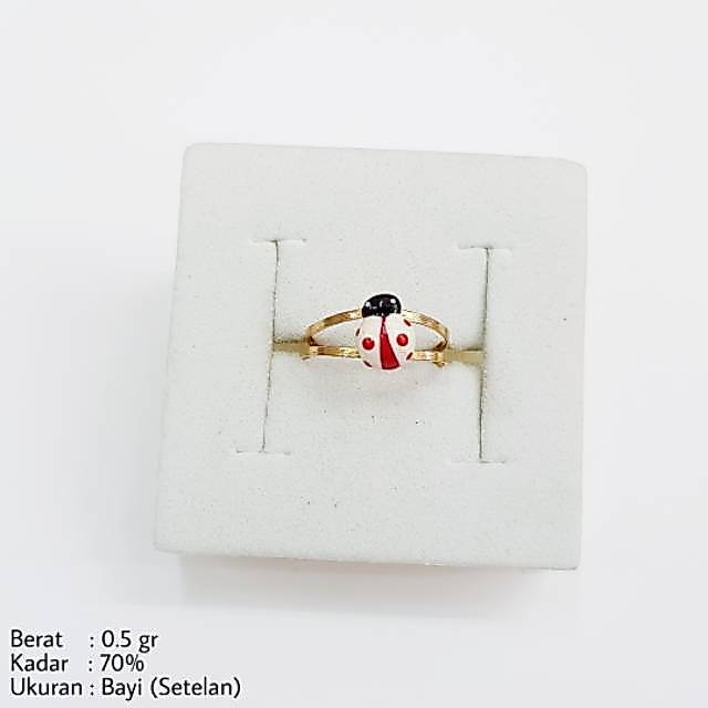 Cincin Emas Bayi Adjust Kepik Putih Kadar 70% 700 16K - V1
