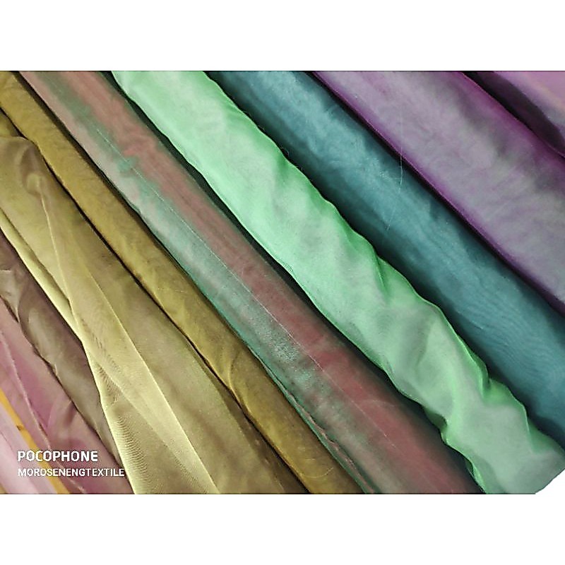 Kain Sutra 100% Kaca  Organdi  Pure Silk Organza Two Tone