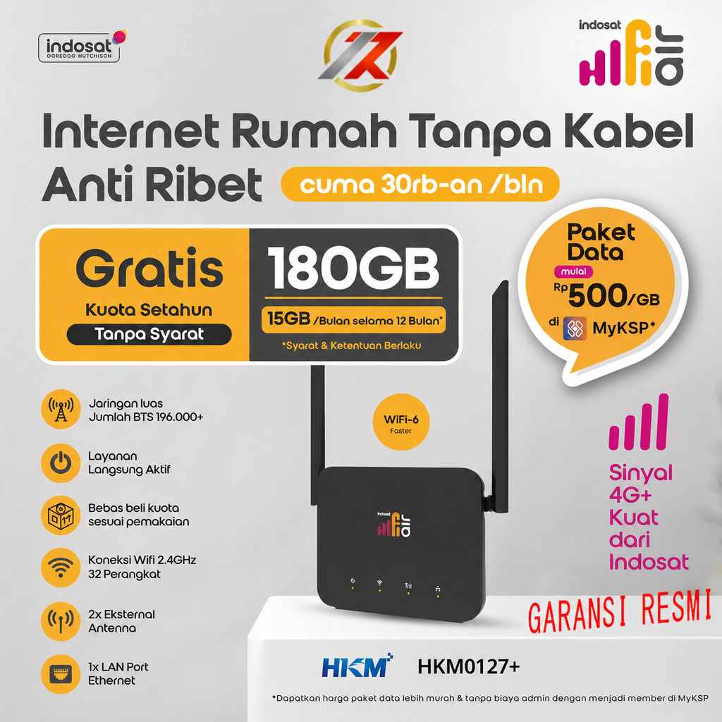 Modem Indosat HiFi Air HKM 0127+ WiFi Modem 4G LTE 50gb | Modem Wifi Kartu Indosat 50GB Indosat HiFi
