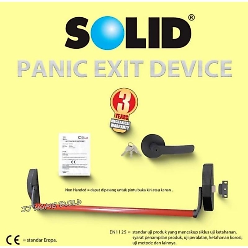 Panic Bar Solid PED 310+016 Red+Black/Handle Pintu Emergency/Darurat
