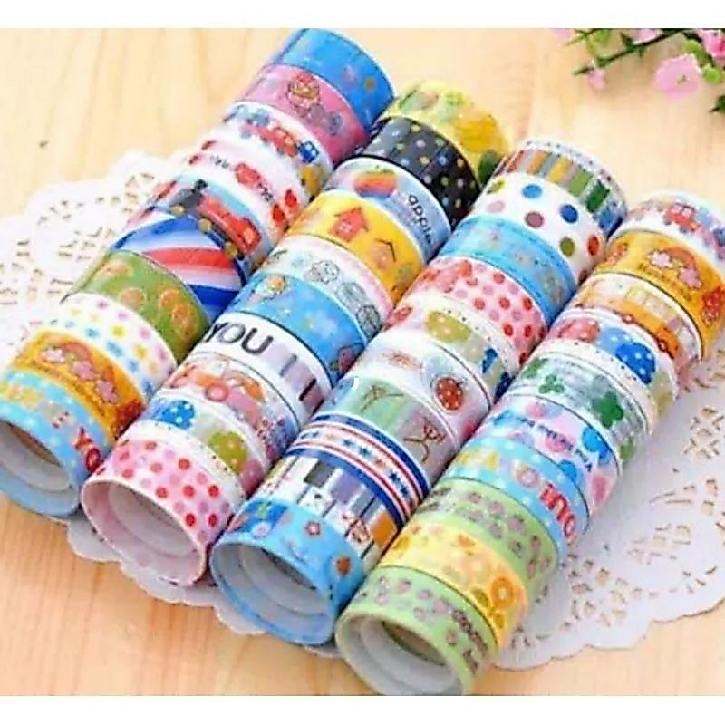 Isolasi Motif Fancy Lucu Kecil - Isolasi Neon - Selotip Anak Bening Warna warni