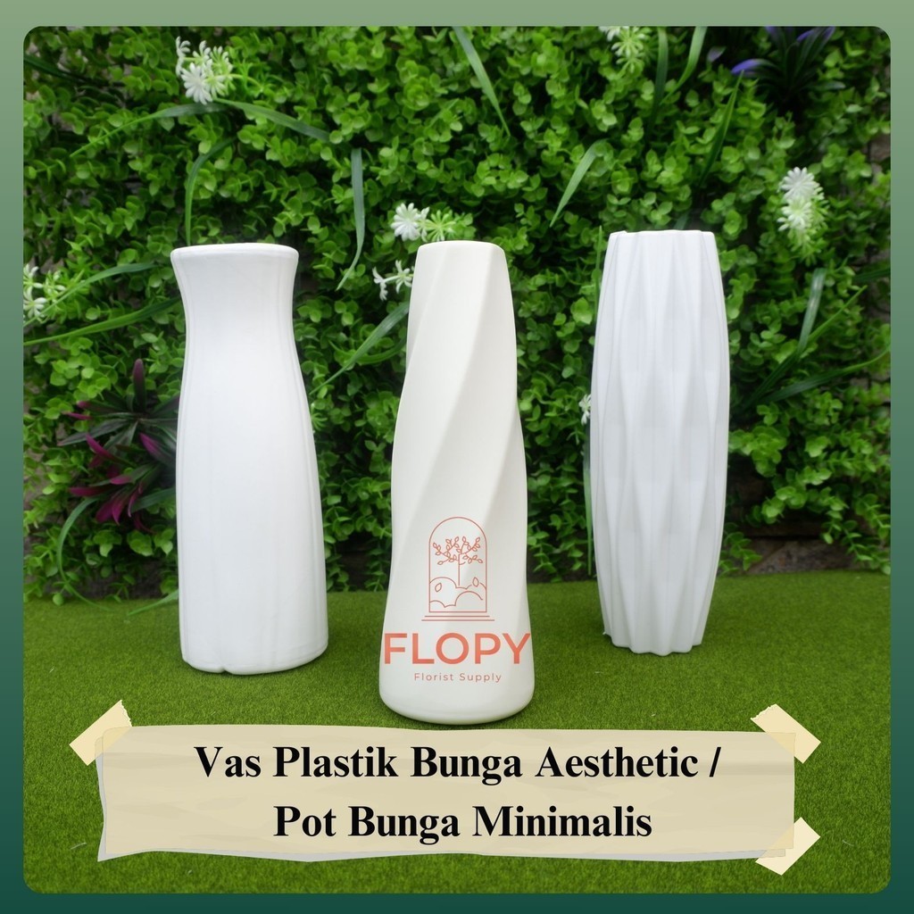 Vas Plastik Bunga Aesthetic / Pot Bunga Minimalis / Vas Cantik Bunga