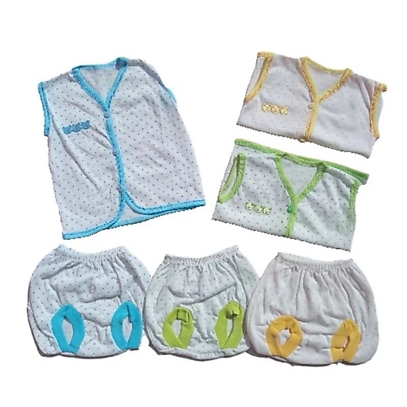 Baju Kuntung Bayi Baru Lahir Polkadot 1 Lusin / Setelan Baju Yukensi Baru Lahir Motif Bintik