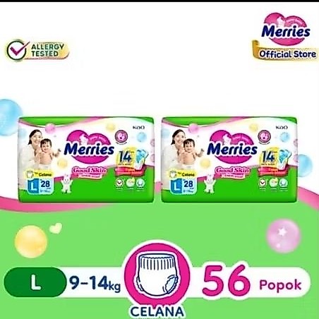 Merries Good Skin Pants Popok Bayi L 28 Pants Twin Pack