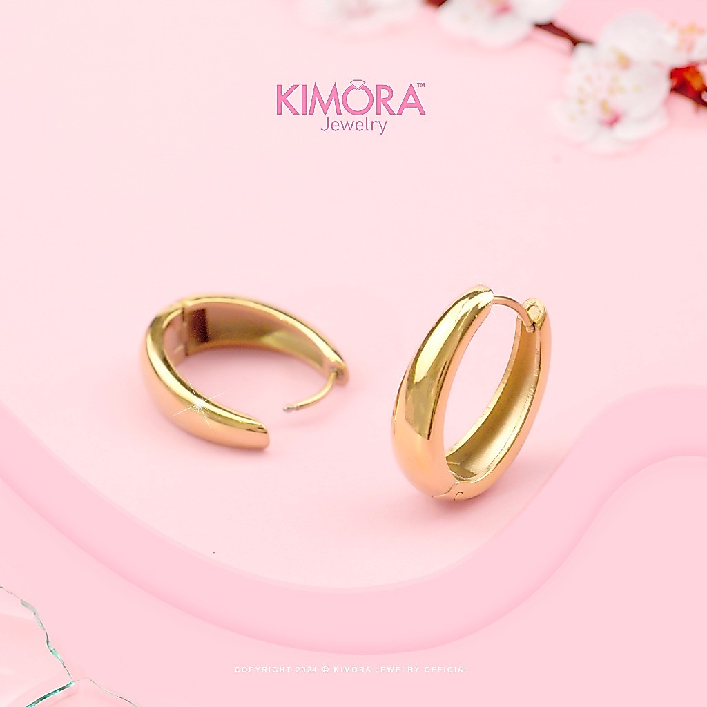 Kimora - Anting Hoop Titanium Wanita Lyra Gold Plated Ant29 Ant131