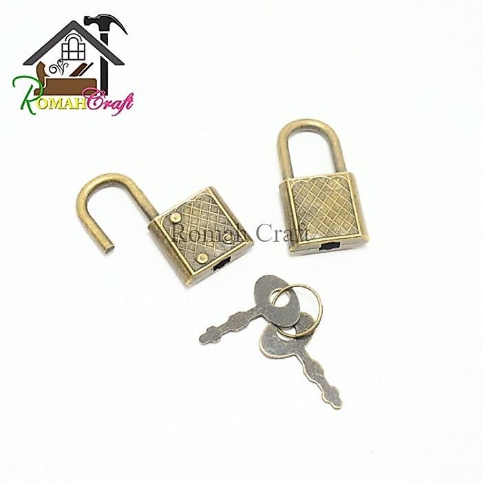 Kunci Gembok Box Antik 30 x 17 mm Kunci Kotak Box Perhiasan Buku Diary