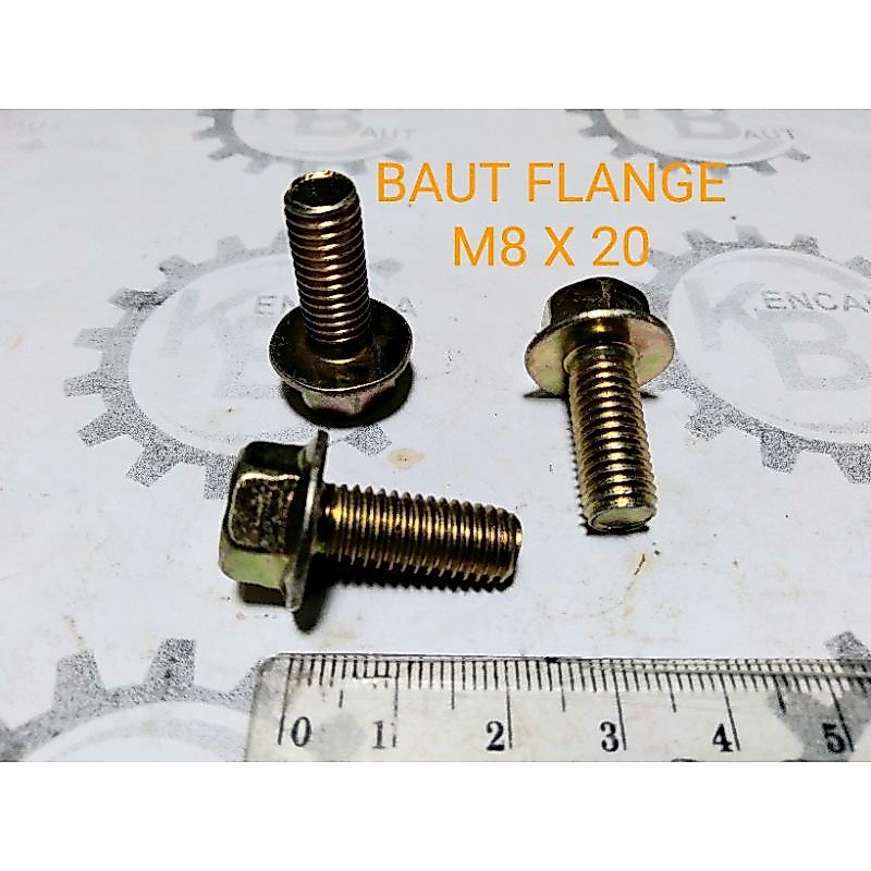 BAUT FLANGE/ TOPI M8 X 20 KUNCI 12 PANJANG 2 CM