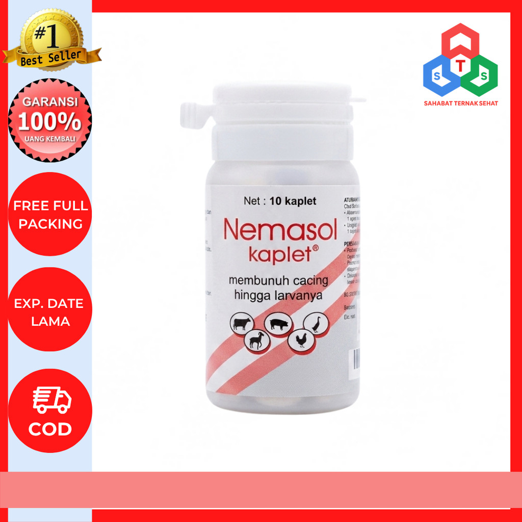 Nemasol 10 Kaplet - Obat Cacing Sapi Kambing Babi Unggas Kerbau Kuda