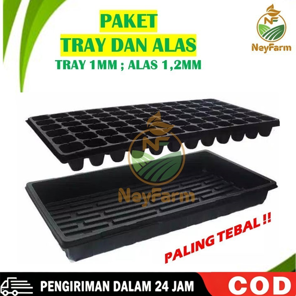 Paket Tray Semai Potray Pot Semai dan Alas Tray 32 50 72 98 105 128 162 200 288 Lubang