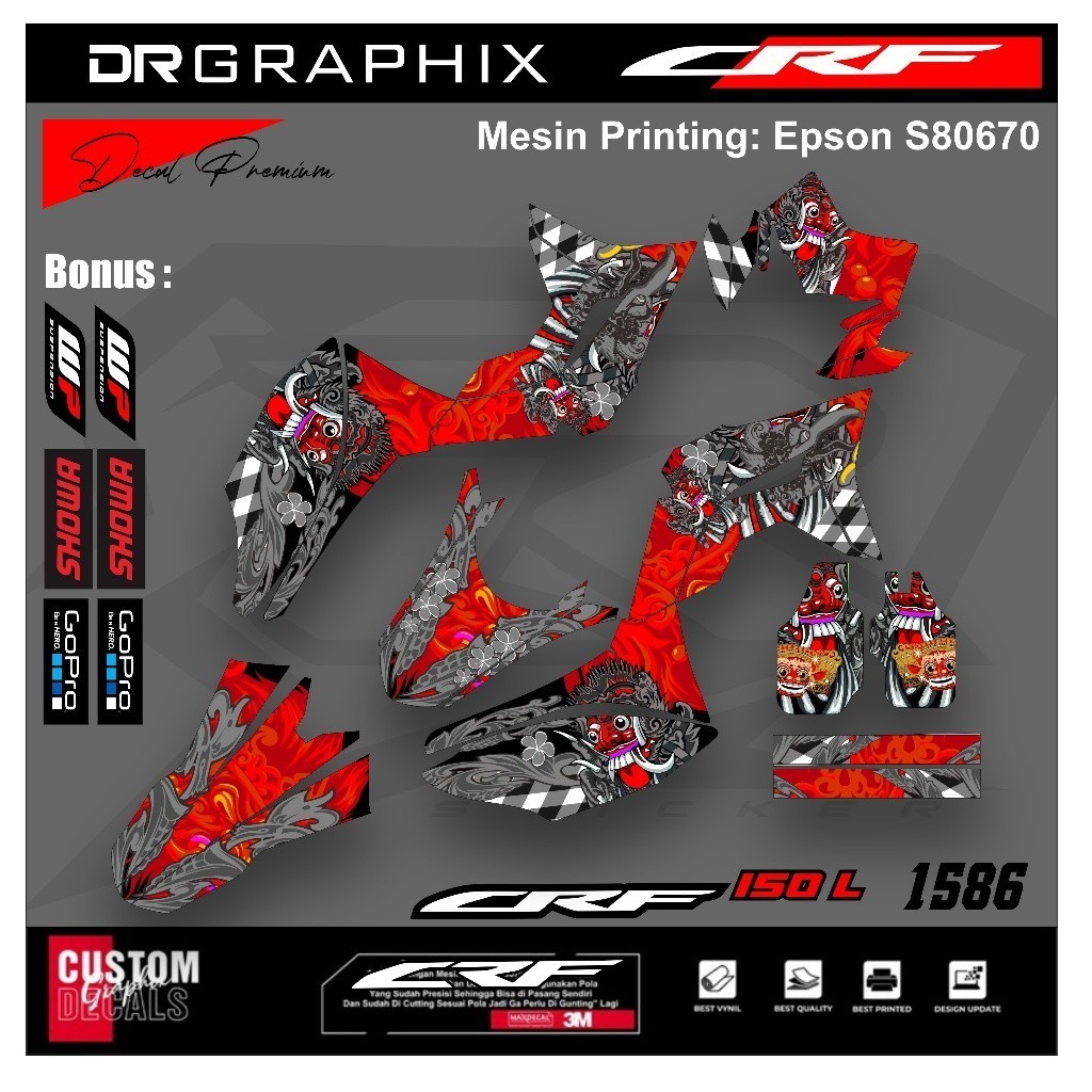 Decal Sticker - Dekal Fullbody CRF 150 L Design LEAK BARONG BALI