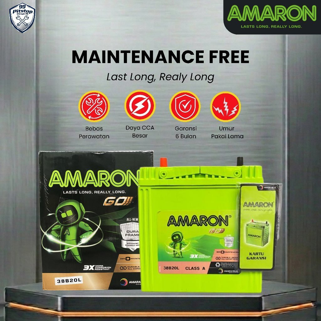 Amaron GO Aki Mobil Daihatsu Sigra 38B20L / NS40ZL 35Ah - Aki Kering