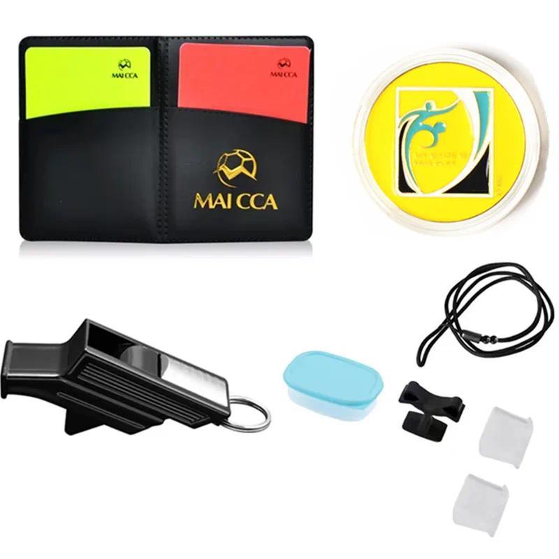 Football Referee Whistles Coin Red Yellow Card Tool Soccer Referee Whistle Cards Kit Outdoor Surviva