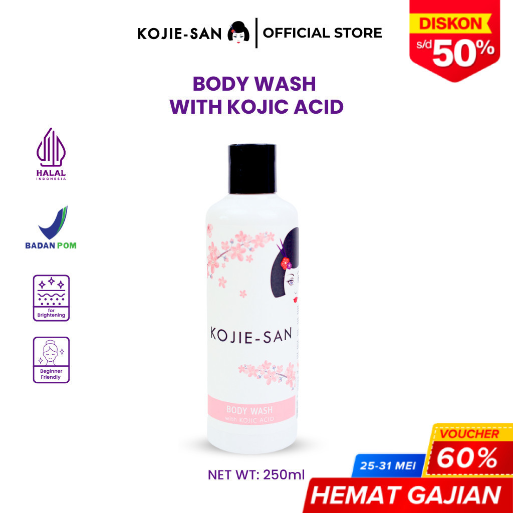 KOJIE-SAN Body Wash 250ml Soap Whitening Moisturizing With Kojic Acid Mencerahkan Kulit