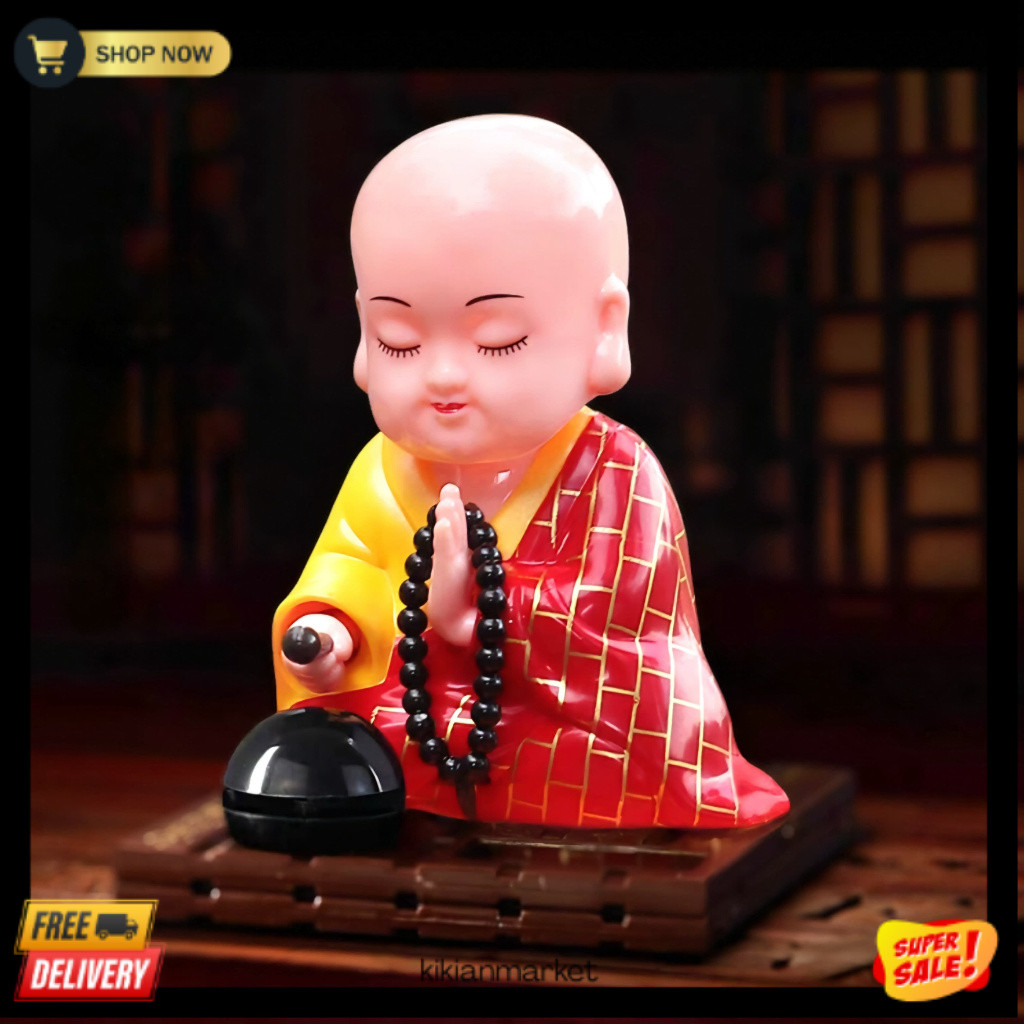 KKM Pajangan Patung Biksu Buddha / Dashboard Mobil Solar Biksu Buddha / Biksu Buddha