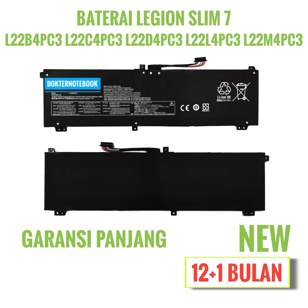 Baterai compatible for Lnovo Legion Slim 7 16IRH8 Y9000X 2023 L22M4PC3 L22B4PC3 L22C4PC3 L22D4PC3 L2