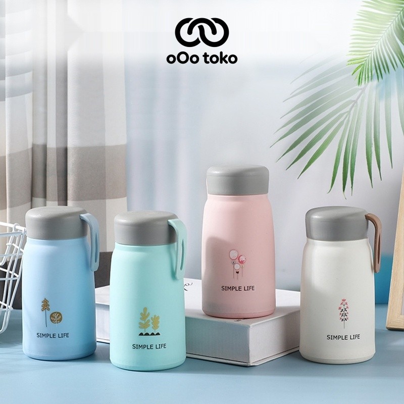 oOo toko Botol Minum Kaca H681 Aesthetic Estetik Anti Tumpah Tahan Panas Sekolah Kampus Perpustakaan