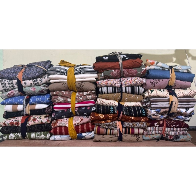 Kain Perca Rayon Kiloan Campur Warna dan Motif untuk Kerajinan Tangan dan Isian